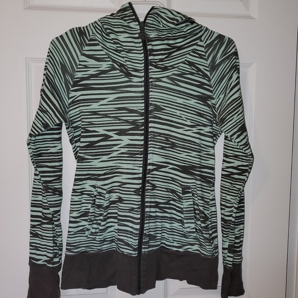 Teal and Grey Striped Bench Hoodie